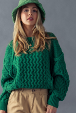 Dreamers by Debut Boyfriend Cable Knit Cropped Sweater