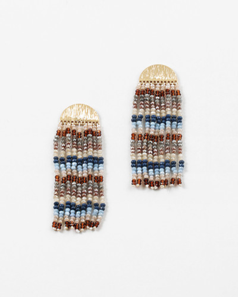 Blue Suede Jewels Fringe Post Earrings