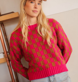 Lumiere Checkerboard Pullover Sweater