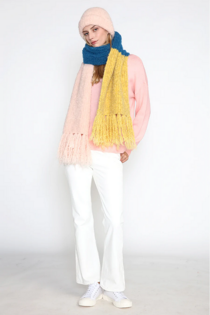 Look By M Fuzzy Color Block Beanie