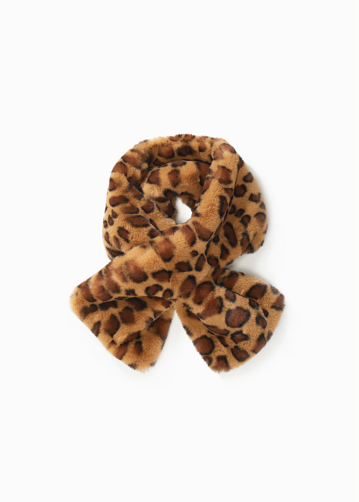 Look By M Leopard Furry Keyhole Scarf