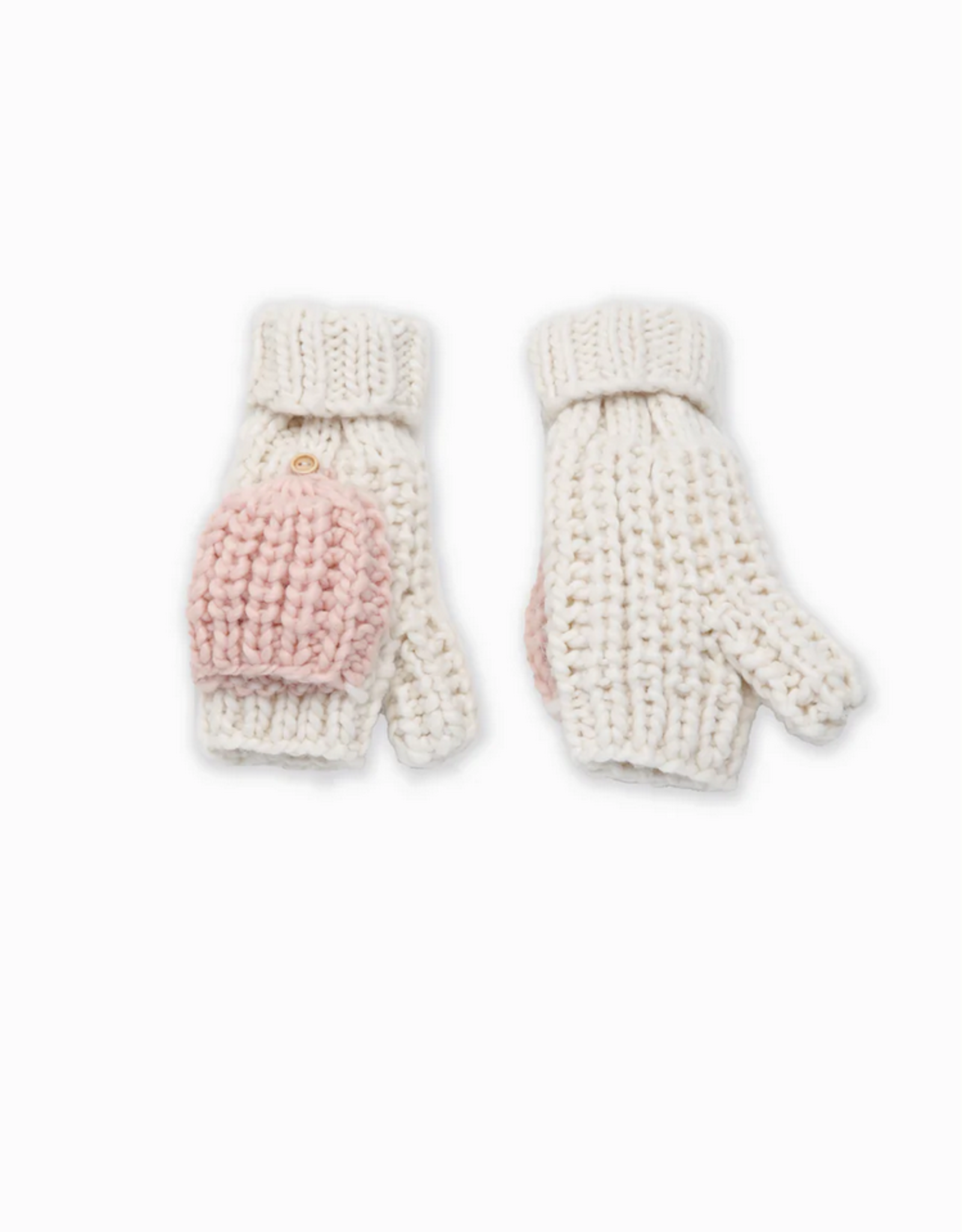 Look By M Hand-Knitted Cotton Candy Flip Mitten Gloves