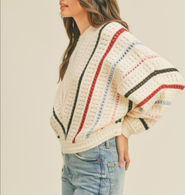 & Merci Striped Pointelle Knit Sweater