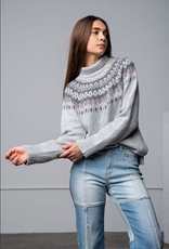Easel Mock Neck Patterned Sweater