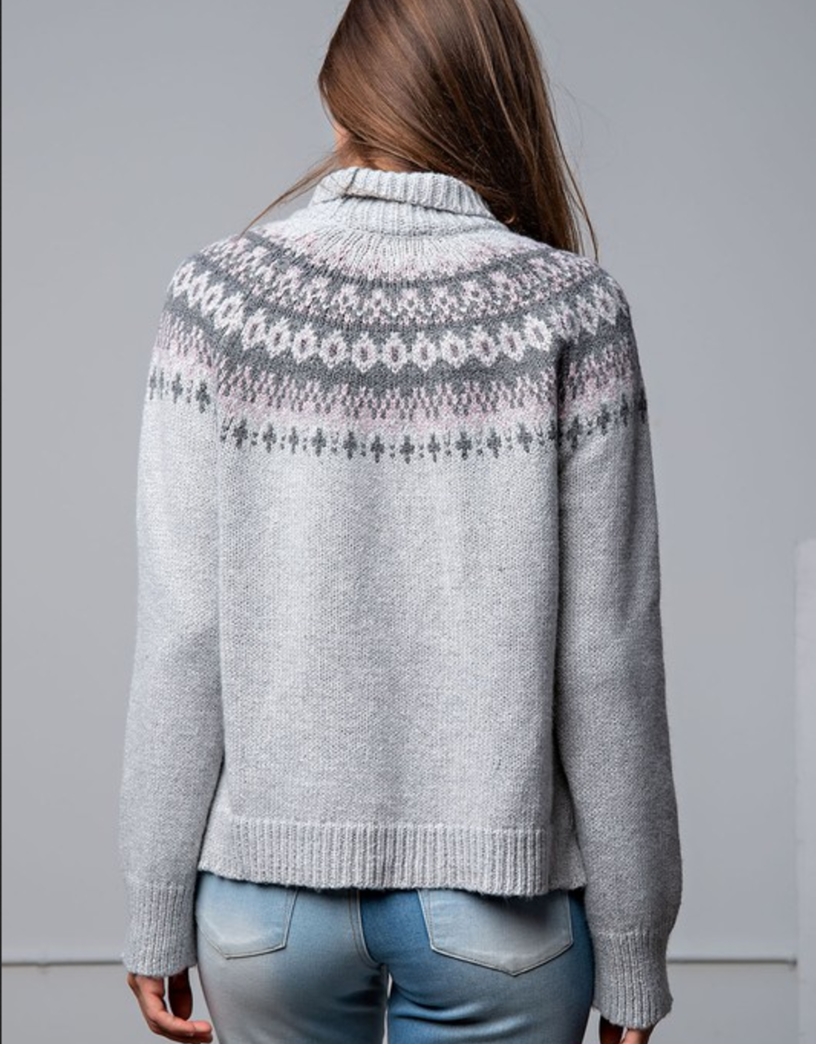 Easel Mock Neck Patterned Sweater