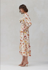 Grade and Gather Satin Floral Tie Dress