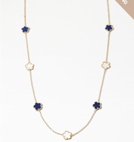 Blue Suede Jewels Long Clover Necklace