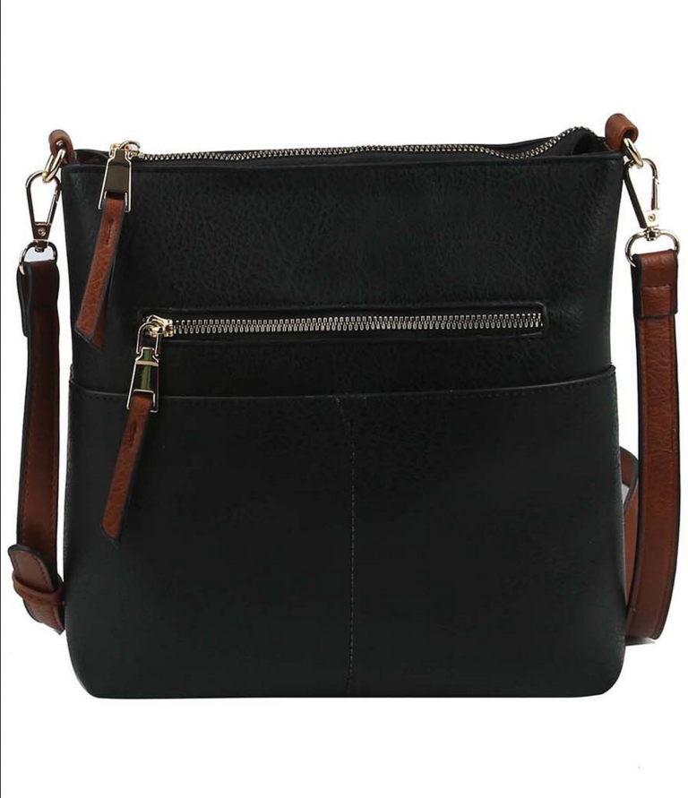 Blue Suede Front Pocket Crossbody