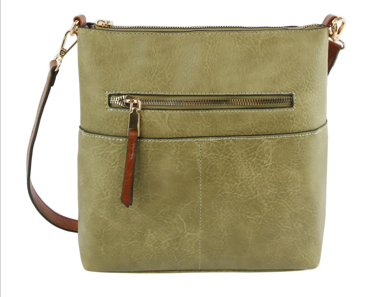 Blue Suede Front Pocket Crossbody