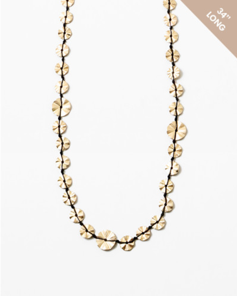 Blue Suede Jewels Disc Necklace on Cord