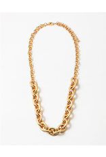 Blue Suede Jewels Chain Link Necklace Mid Length