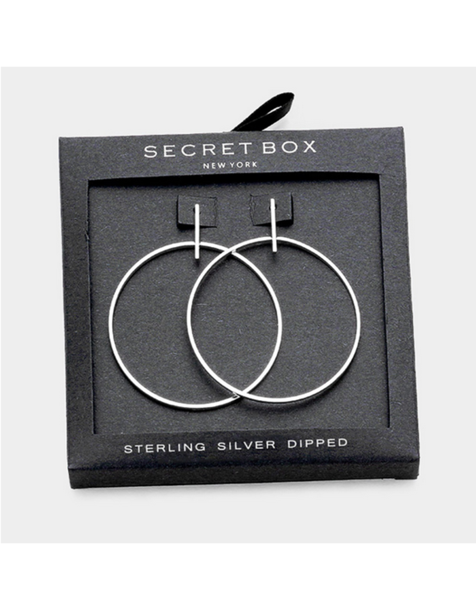 Secret Box Sterling Silver Dipped Metal Bar Hoop Earrings