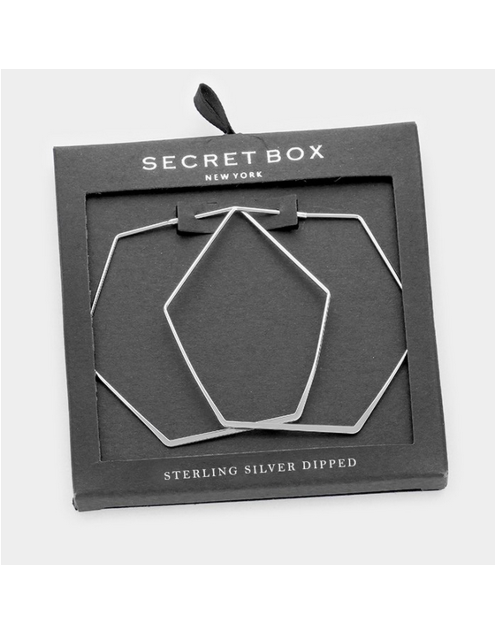 Secret Box Sterling Silver Dipped Hexagon Hoop Earrings