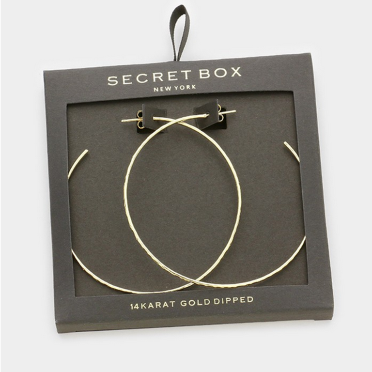 Secret Box Dipped Textured Metal Hoop Earrings