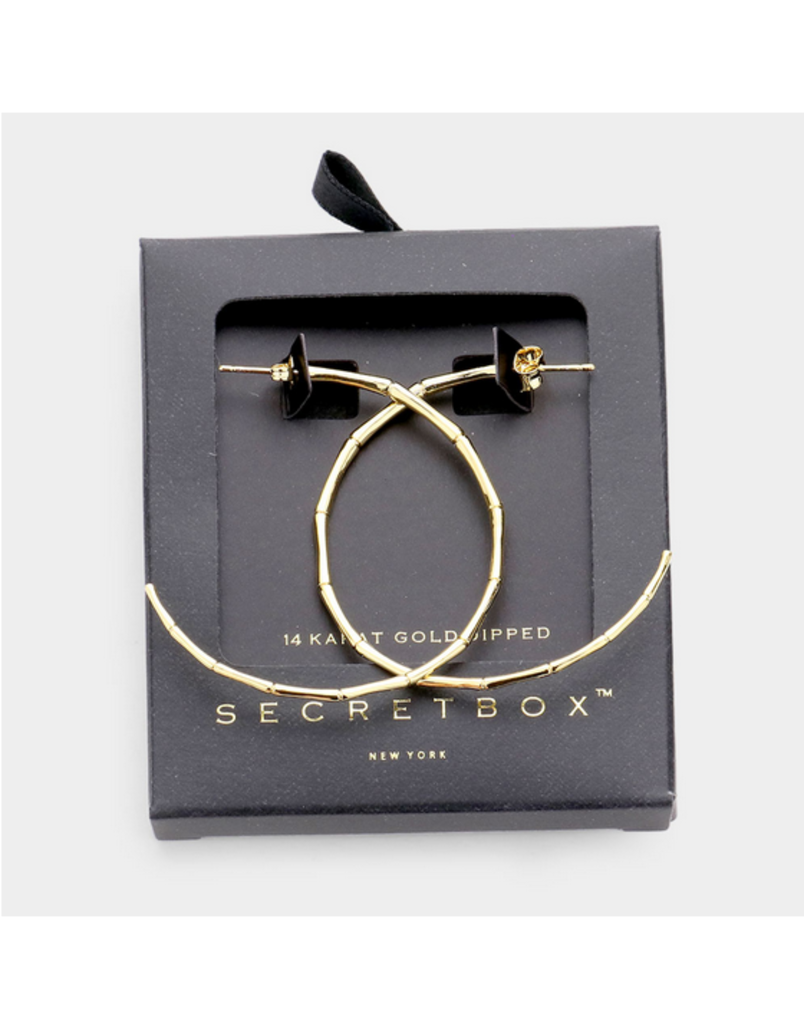 Secret Box Dipped Bamboo Metal Half Hoop Earrings