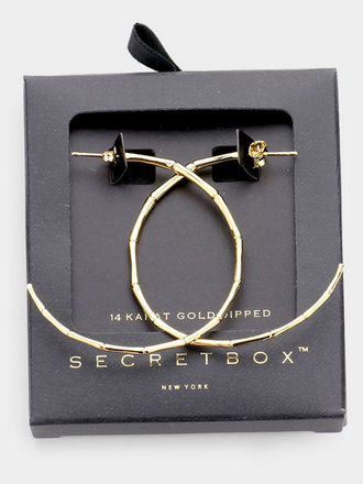 Secret Box Dipped Bamboo Metal Half Hoop Earrings Secret Box Dipped Bamboo Metal Half Hoop Earrings