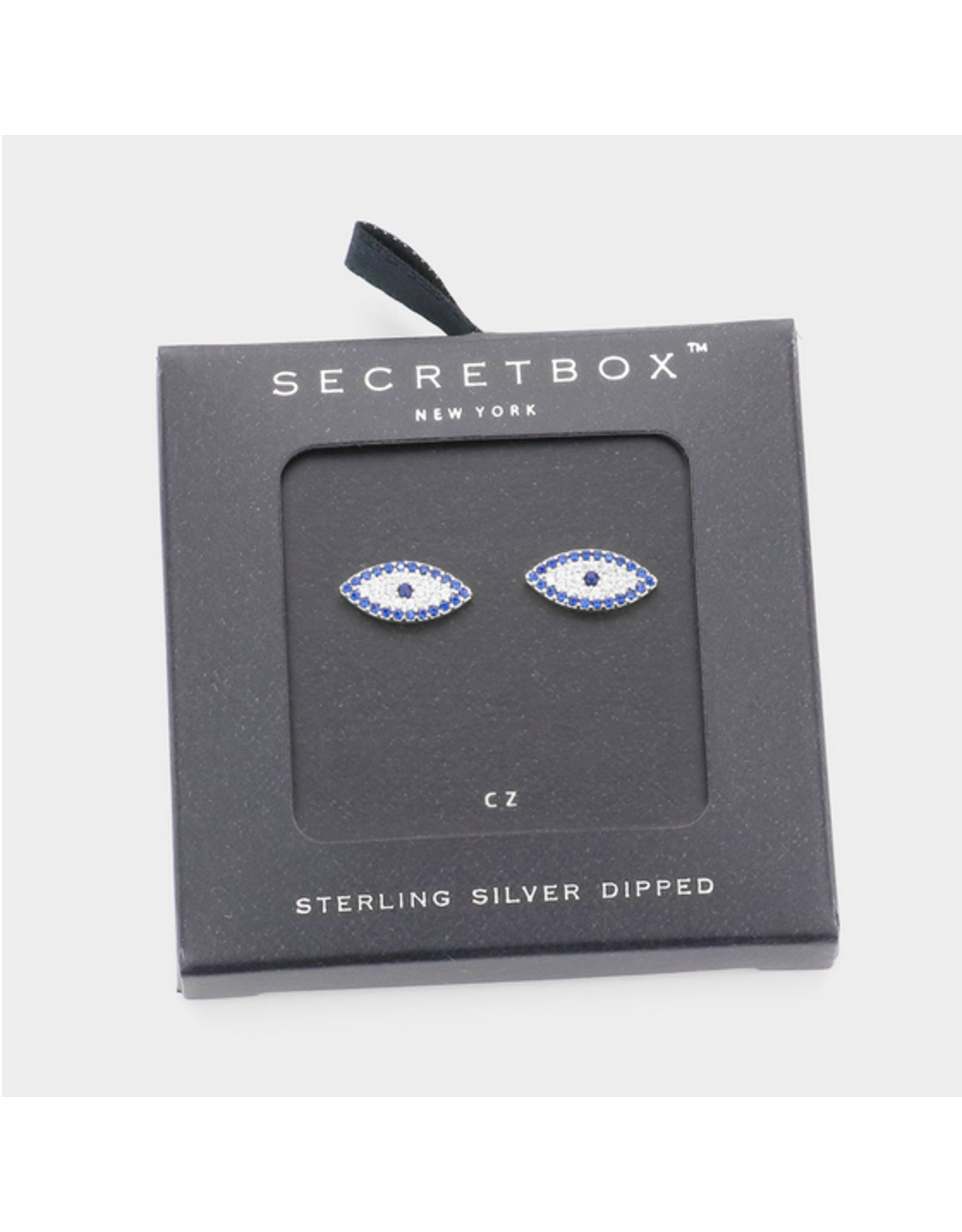 Secret Box Dipped CZ Evil Eye Stud Earrings