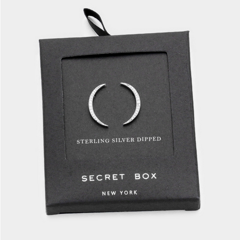 Secret Box Dipped Cubic Zirconia Moon Earrings