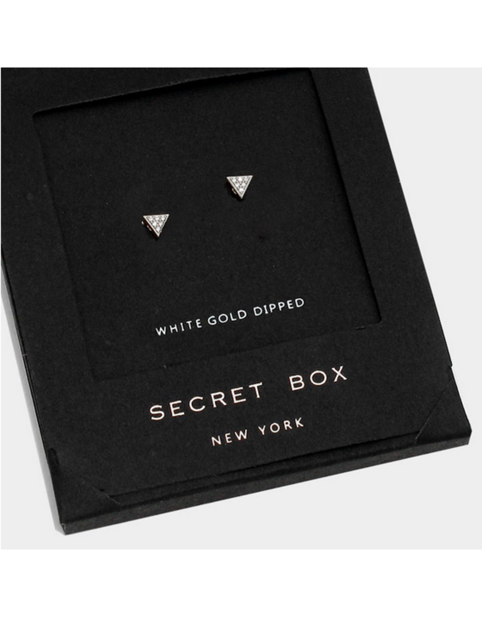 Secret Box Dipped CZ Triangle Stud Earrings