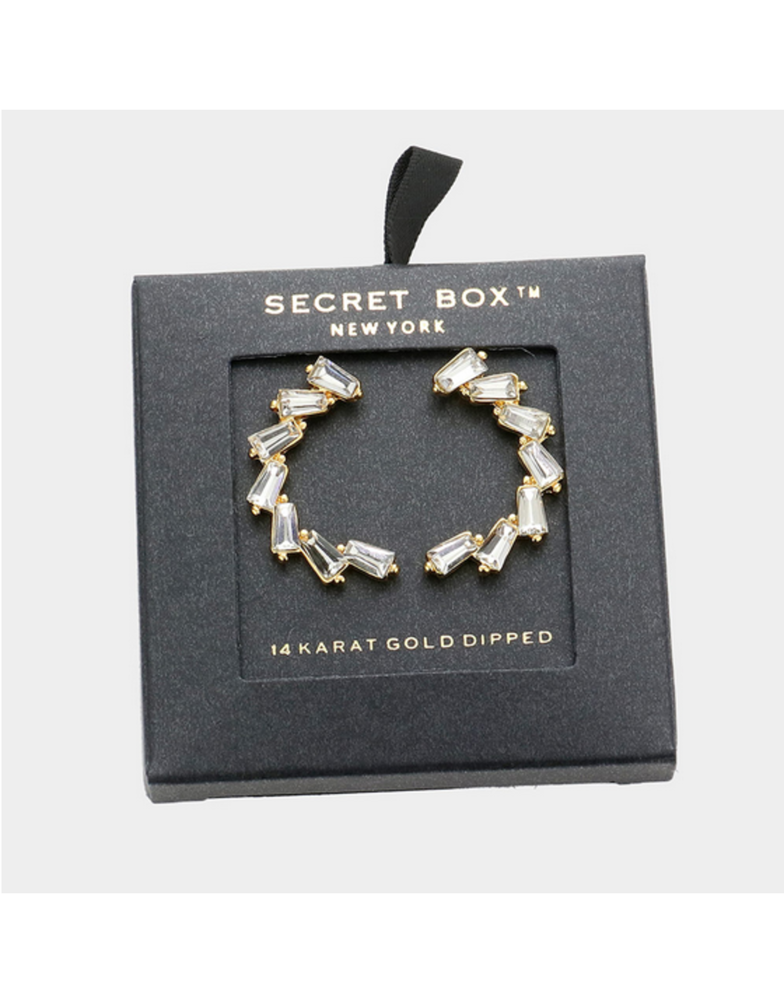 Secret Box Gold Dipped Irregular Rectangle Stone Cluster Earrings