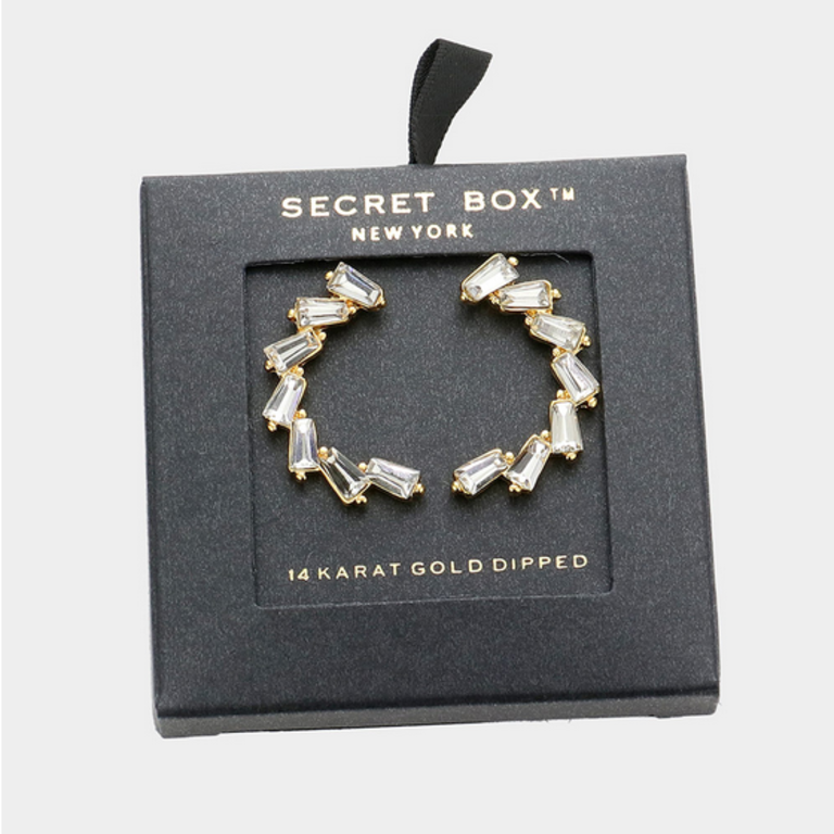 Secret Box Gold Dipped Irregular Rectangle Stone Cluster Earrings