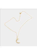 Secret Box 14K Gold Dipped CZ Crescent Moon Pendant Necklace