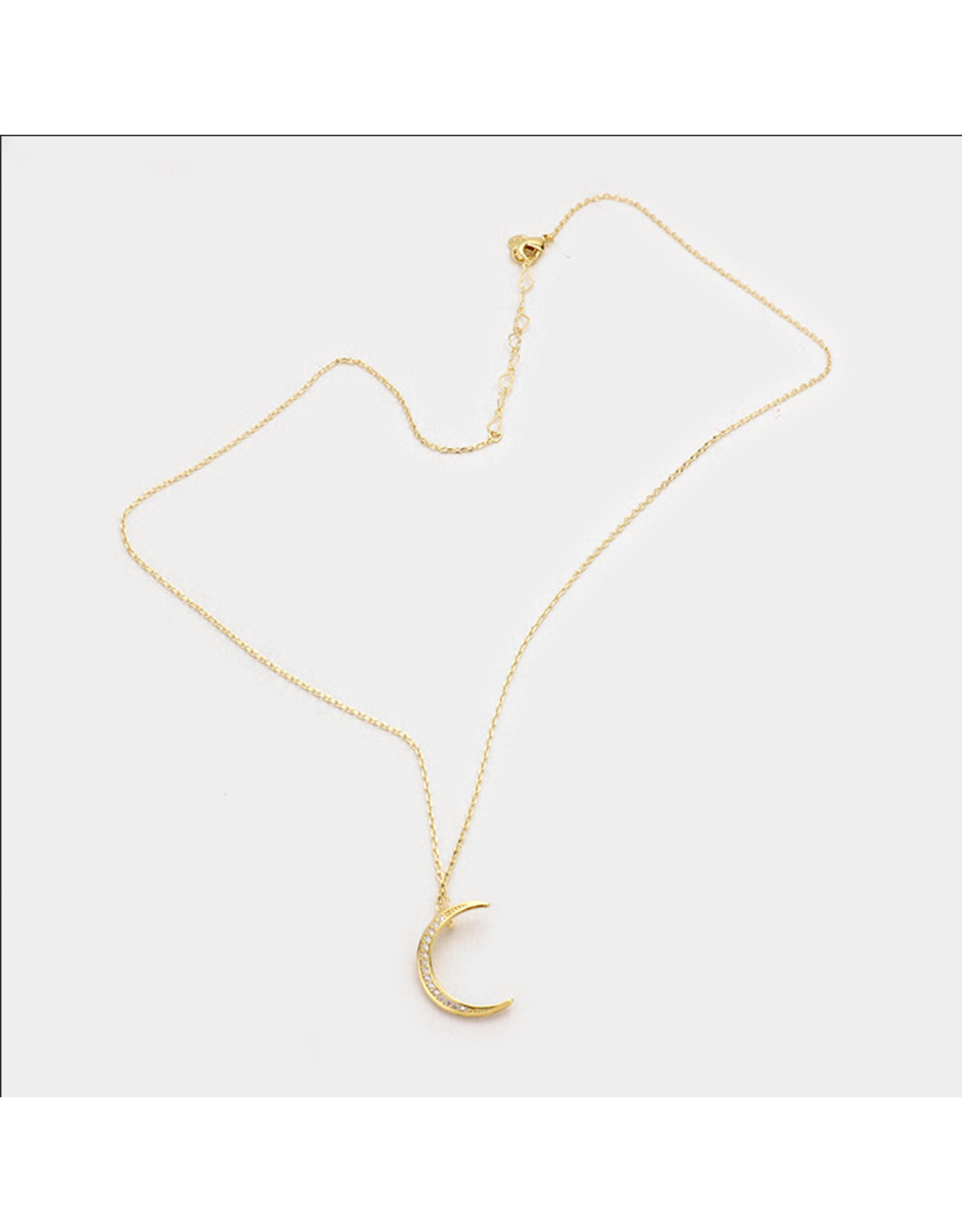 Secret Box 14K Gold Dipped CZ Crescent Moon Pendant Necklace