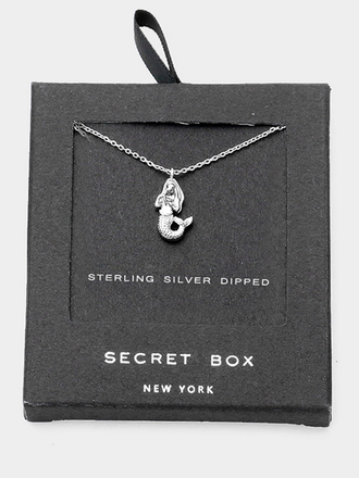 Secret Box Sterling Silver Dipped  Mermaid Pendant Necklace