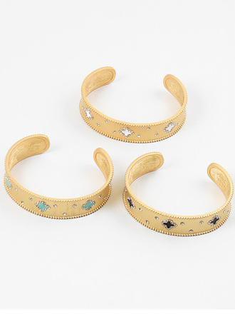 Blue Suede Jewels Matte Cuff Clover & CZ