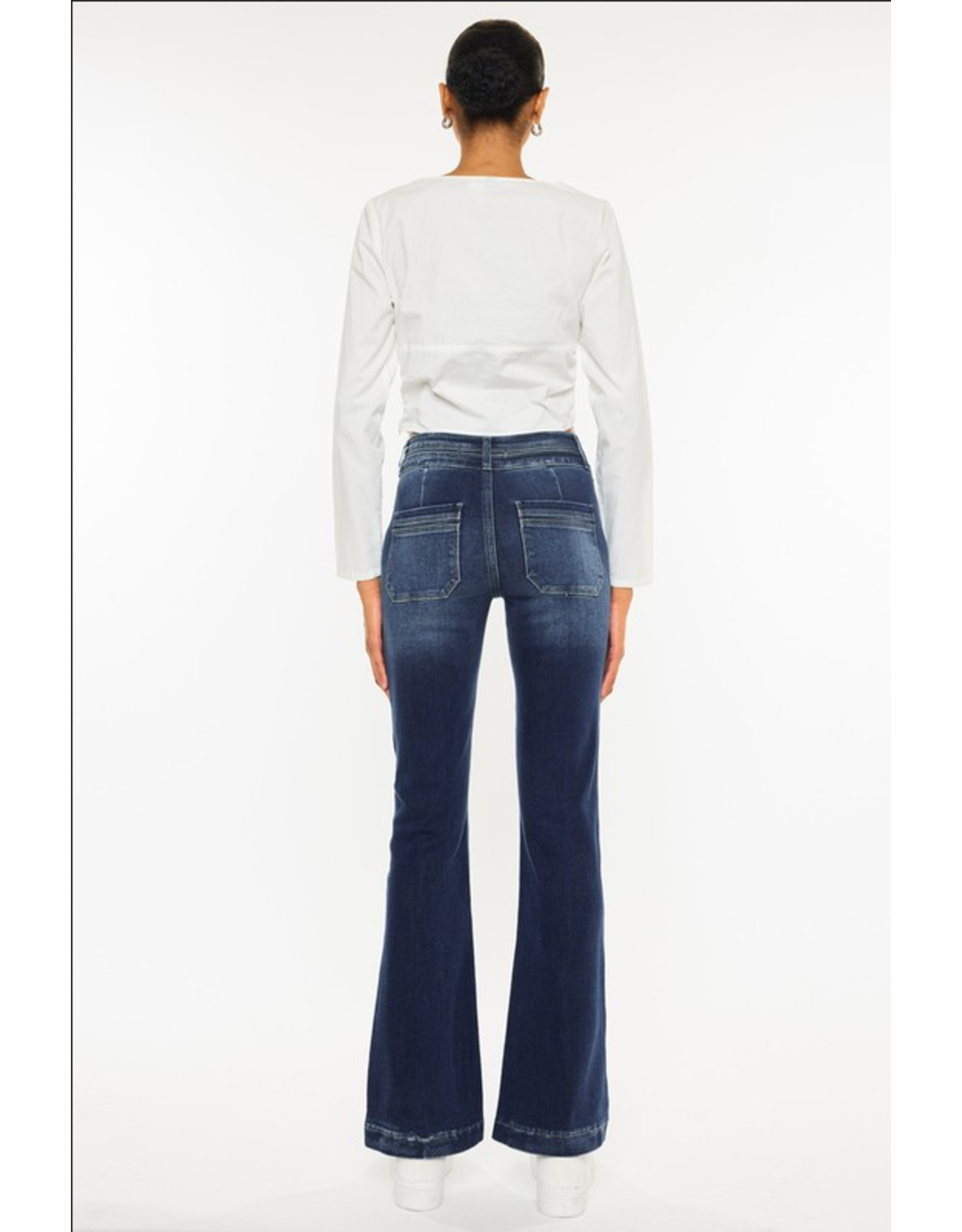 Kancan High Rise Double Button Flare Jeans