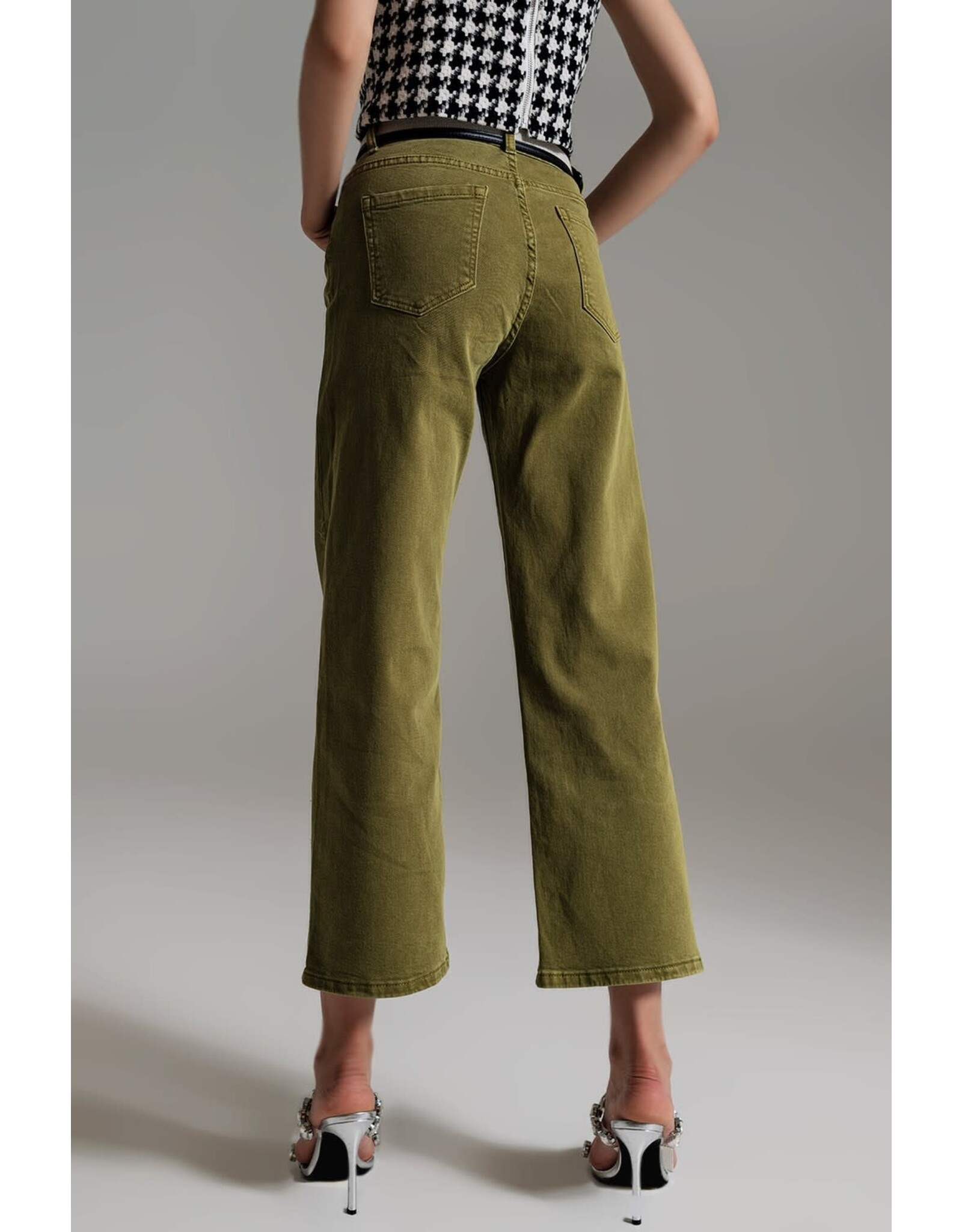 The Q2 Cotton Wide Leg Jean - Green – Jen's Designer Deals