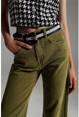 Q2 Cropped Wide Leg Pants in Olive Green