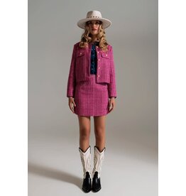 Q2 Pink Tweed Basic Mini Skirt