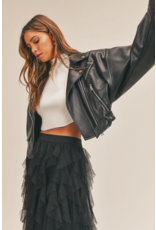 Mable Cropped Faux LEather Moto Jacket