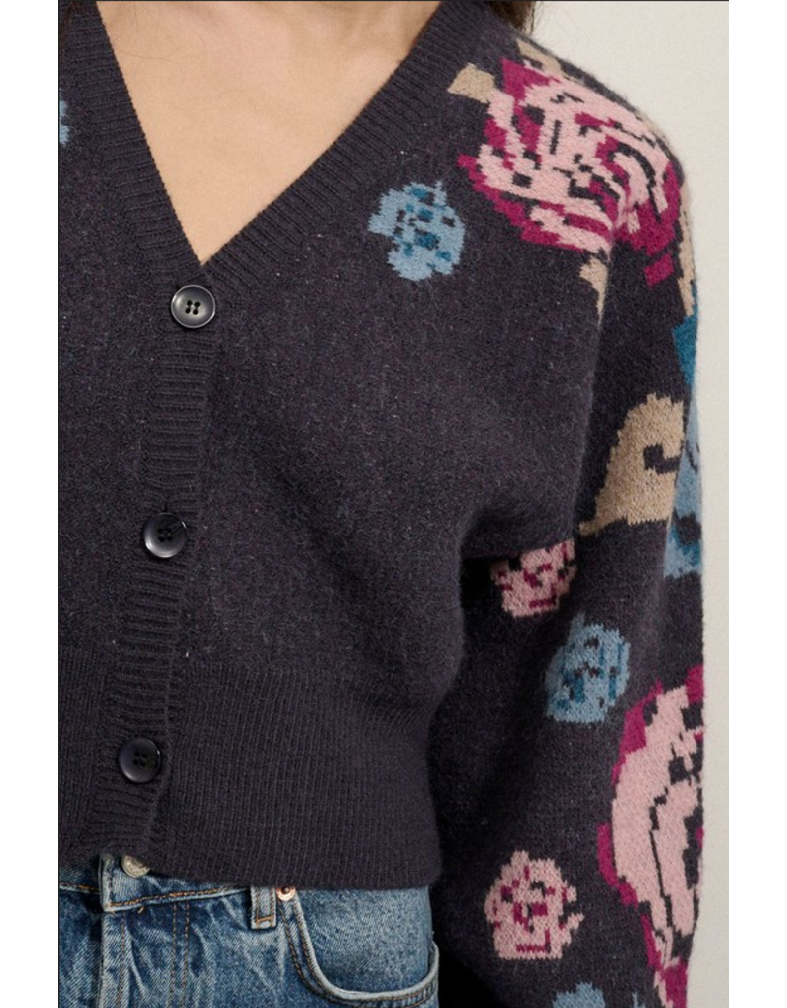 Promesa Floral Patterned Cardigan Sweater