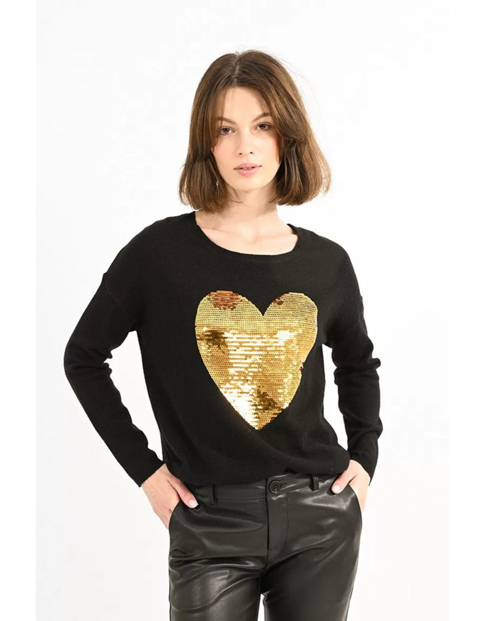 Molly Bracken Sequin Heart Sweater