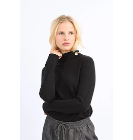 Molly Bracken Black Foldover Turtleneck Sweater