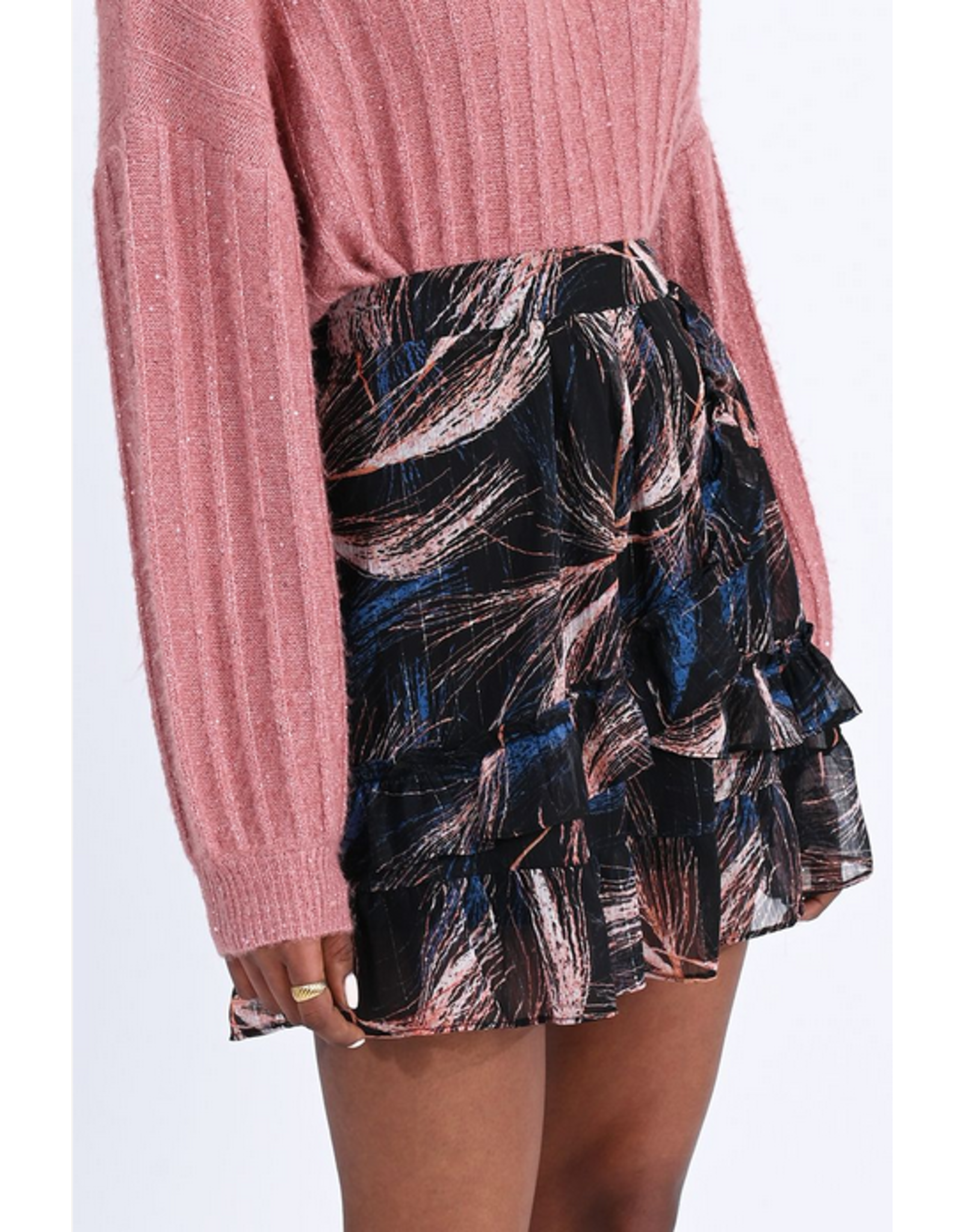 Molly Bracken Ruffled Flounce Mini Skirt