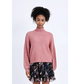 Molly Bracken Stand Up Collar Sweater with Puff Sleeves