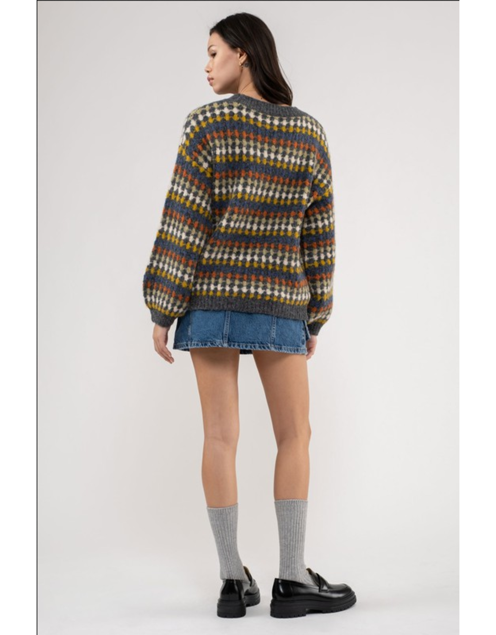 SS20 Jacquard Multi Color Crewneck Pullover Sweater