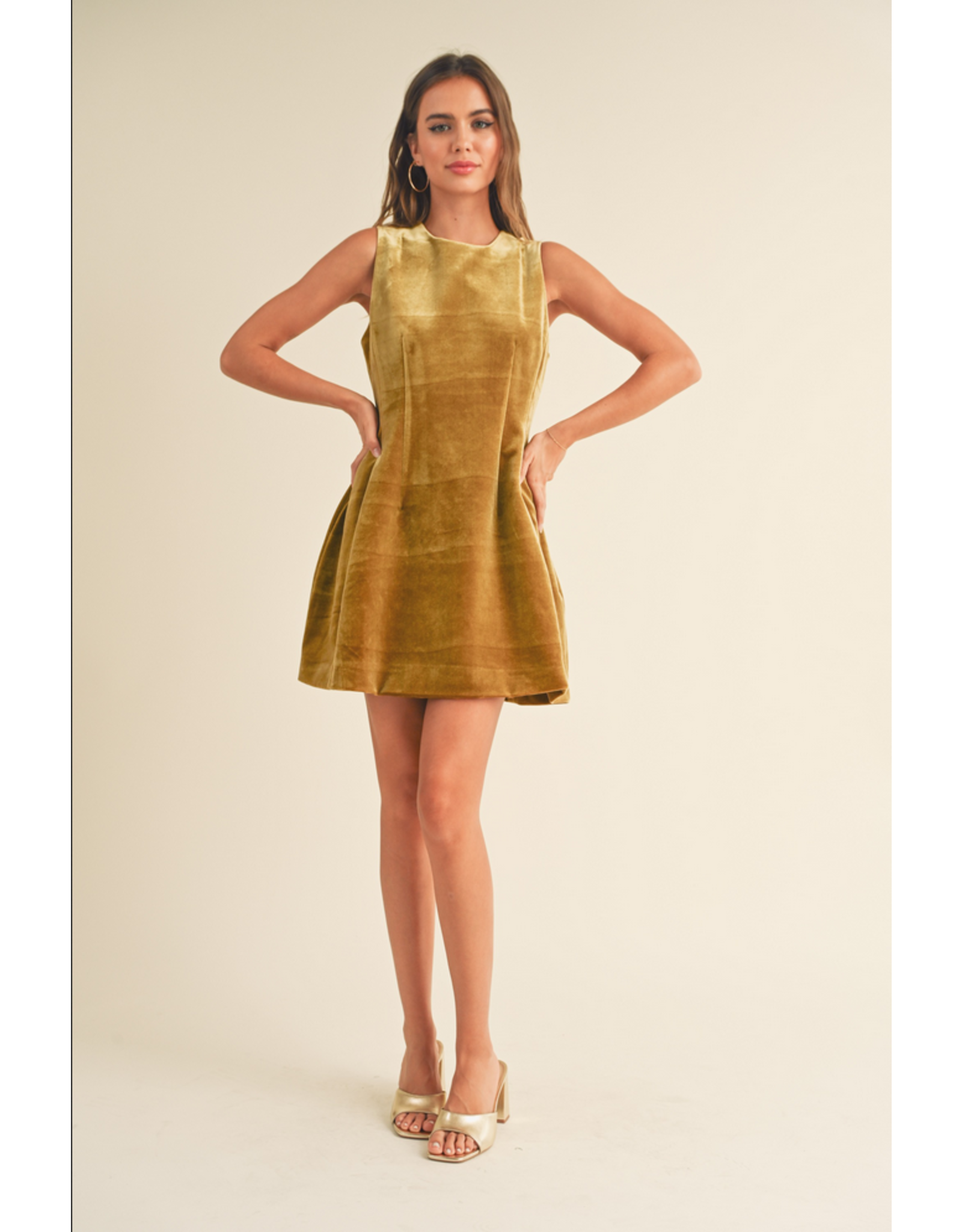 Miou Muse Velvet Pleated Cocktail Dress