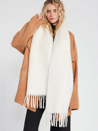 Look By M Solid Color Hem Fringe Grunge Scarf