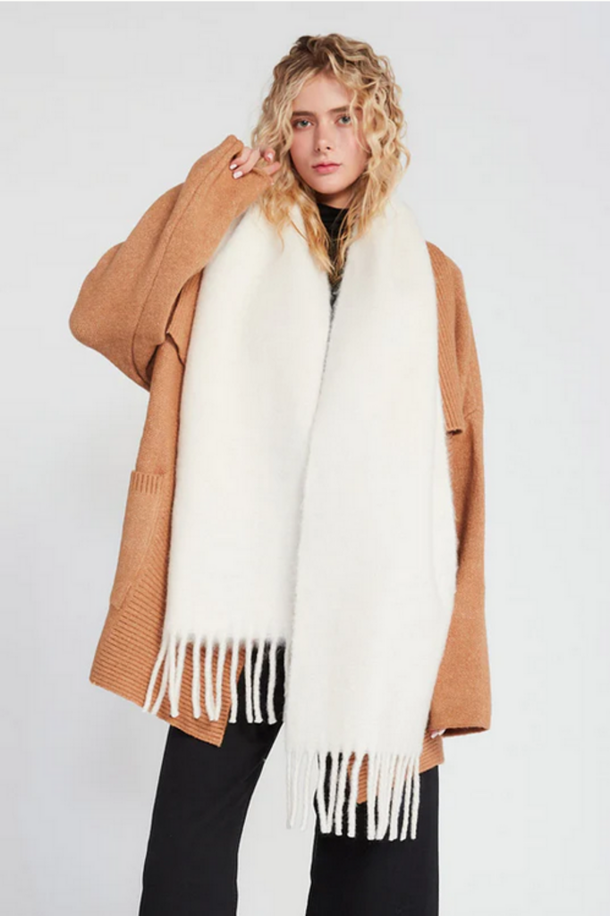 Look By M Solid Color Hem Fringe Grunge Scarf