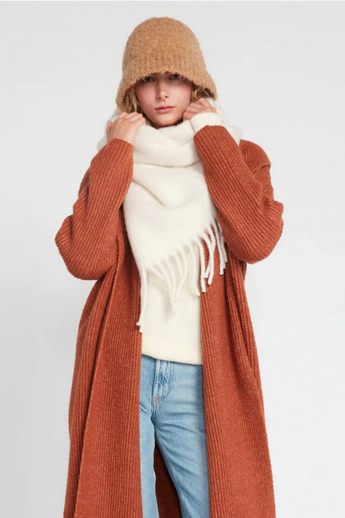 Look By M Solid Color Hem Fringe Grunge Scarf