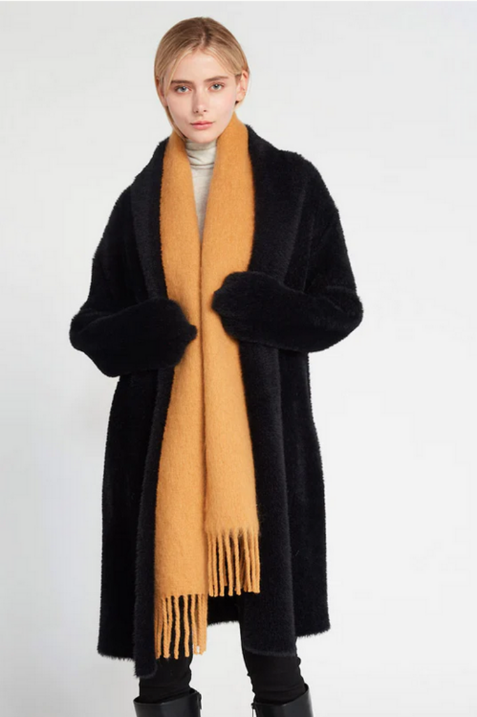 Look By M Solid Color Hem Fringe Grunge Scarf