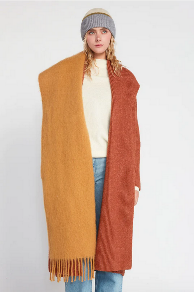 Look By M Solid Color Hem Fringe Grunge Scarf