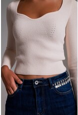 Q2 Sweetheart Neckline Chenille Sweater