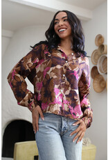 Nostalgia Brown Floral Printed Top ONE SIZE