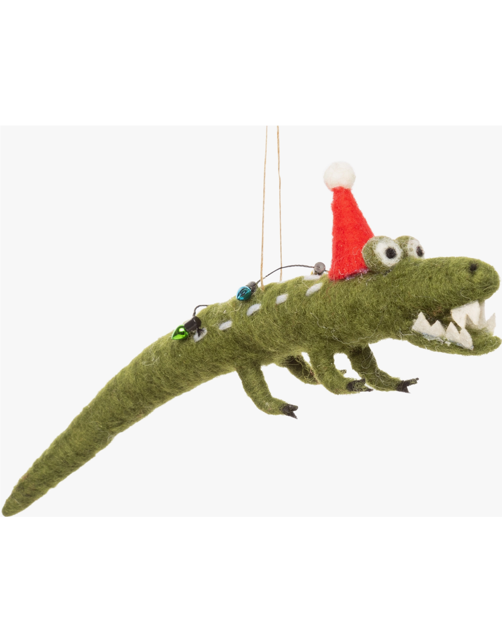 Silver Tree Home & Holiday Alligator Ornament with Lights and Hat