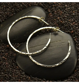 Nina Designs Sterling Silver Hammer Finish Hoop Earrings